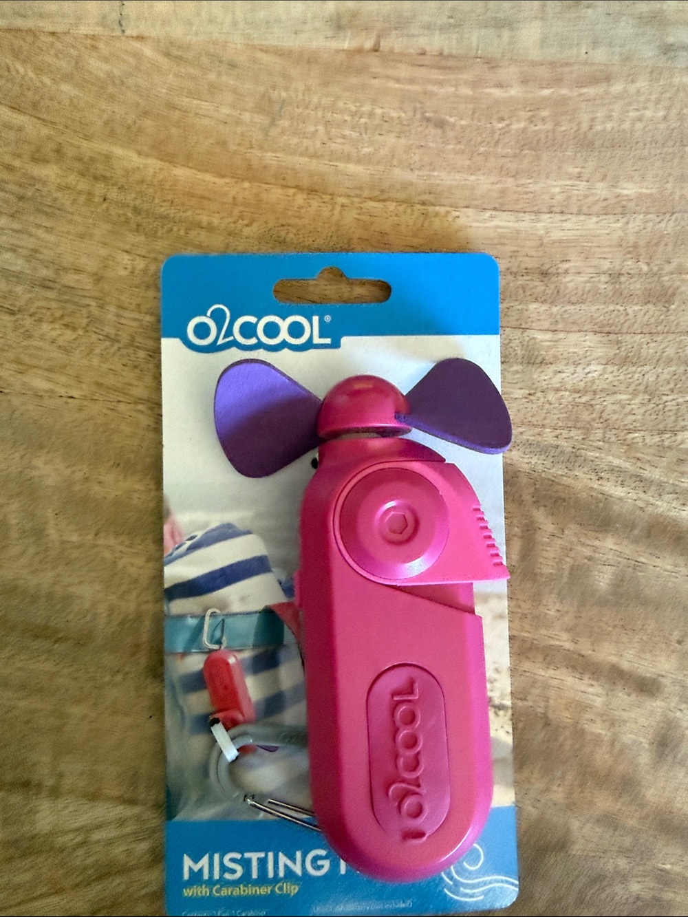 New Pink Kids Mist Fan with Purple Blades